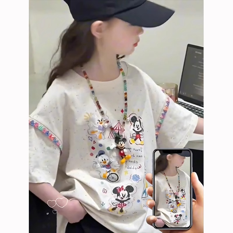 女童短袖T恤夏装2025新款儿童夏季纯棉上衣女大童女孩半袖体恤衫