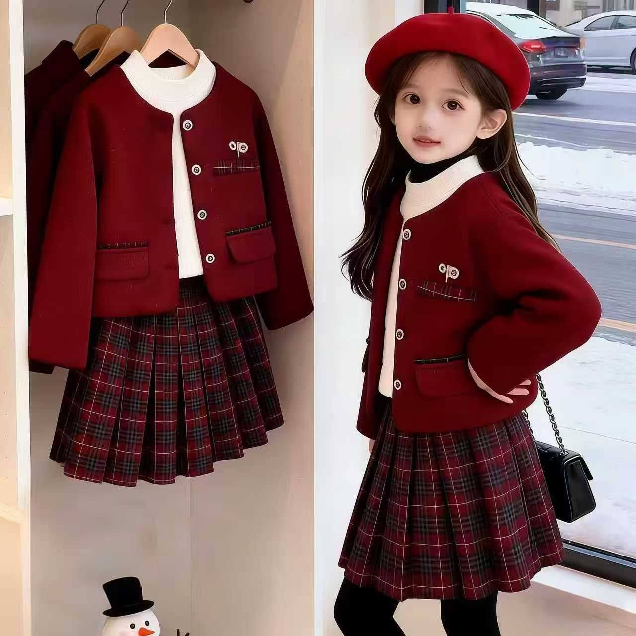 女童秋冬装小香风套装2026新款儿童红色拜年服宝宝周岁礼服两件套,童装/婴儿装/亲子装,套装,淘宝优惠券,粉丝福利购,淘宝优惠卷