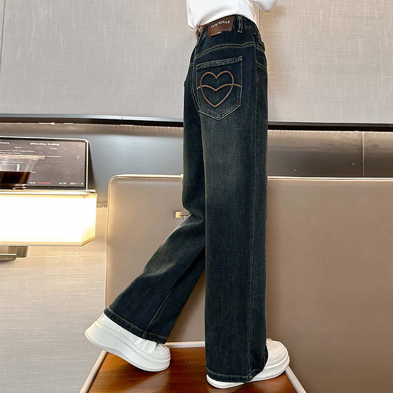 女童冬季加绒裤子2025新款冬装12岁大童刺绣一体绒儿童牛仔阔腿裤,童装/婴儿装/亲子装,裤子,淘宝优惠券,粉丝福利购,淘宝优惠卷