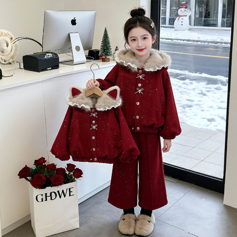 女童冬季套装2026新款儿童韩版加绒加厚外套大童新年阔腿裤拜年服,童装/婴儿装/亲子装,套装,淘宝优惠券,粉丝福利购,淘宝优惠卷