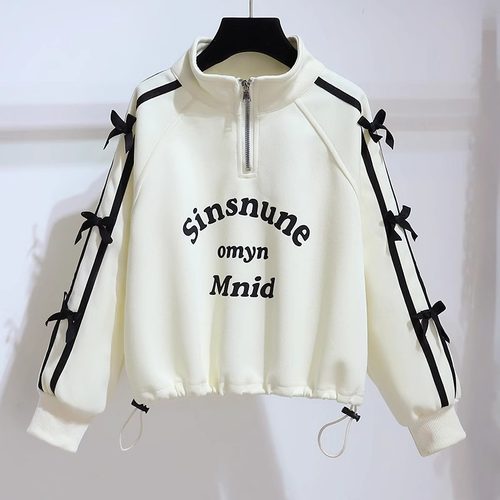 女童卫衣春秋时髦蝴蝶结休闲上衣