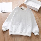 圆领中大童韩版 洋气时髦儿童春季 上衣 2025新款 女童套头卫衣春秋款