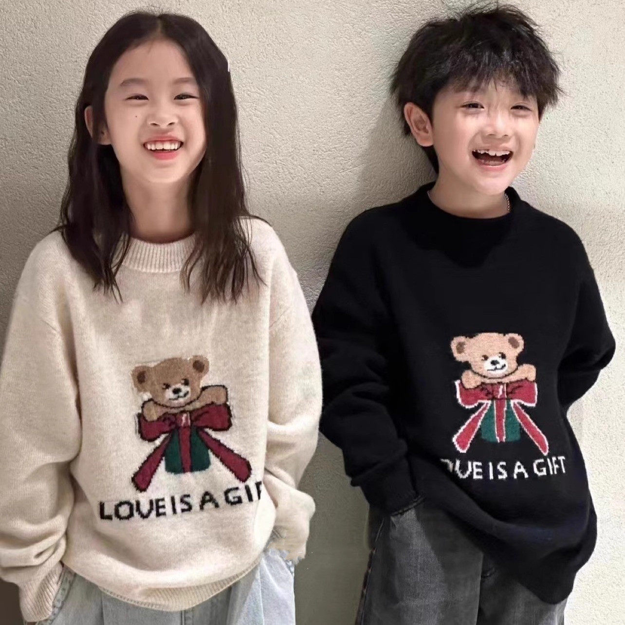 韩国童装可爱时髦洋气女孩羊毛衫2025新款春季男童女童小熊毛衣潮,童装/婴儿装/亲子装,毛衣/针织衫,淘宝优惠券,粉丝福利购,淘宝优惠卷