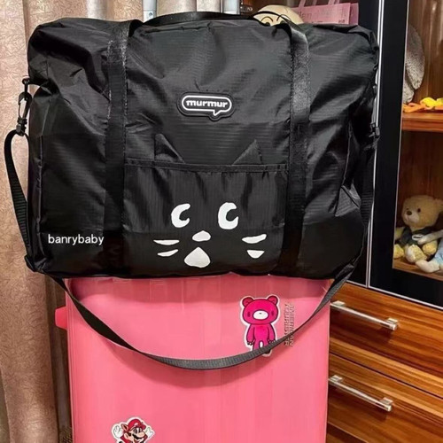 日系猫咪卡通可爱折叠大容量旅行包便携行李袋男女出行健身包