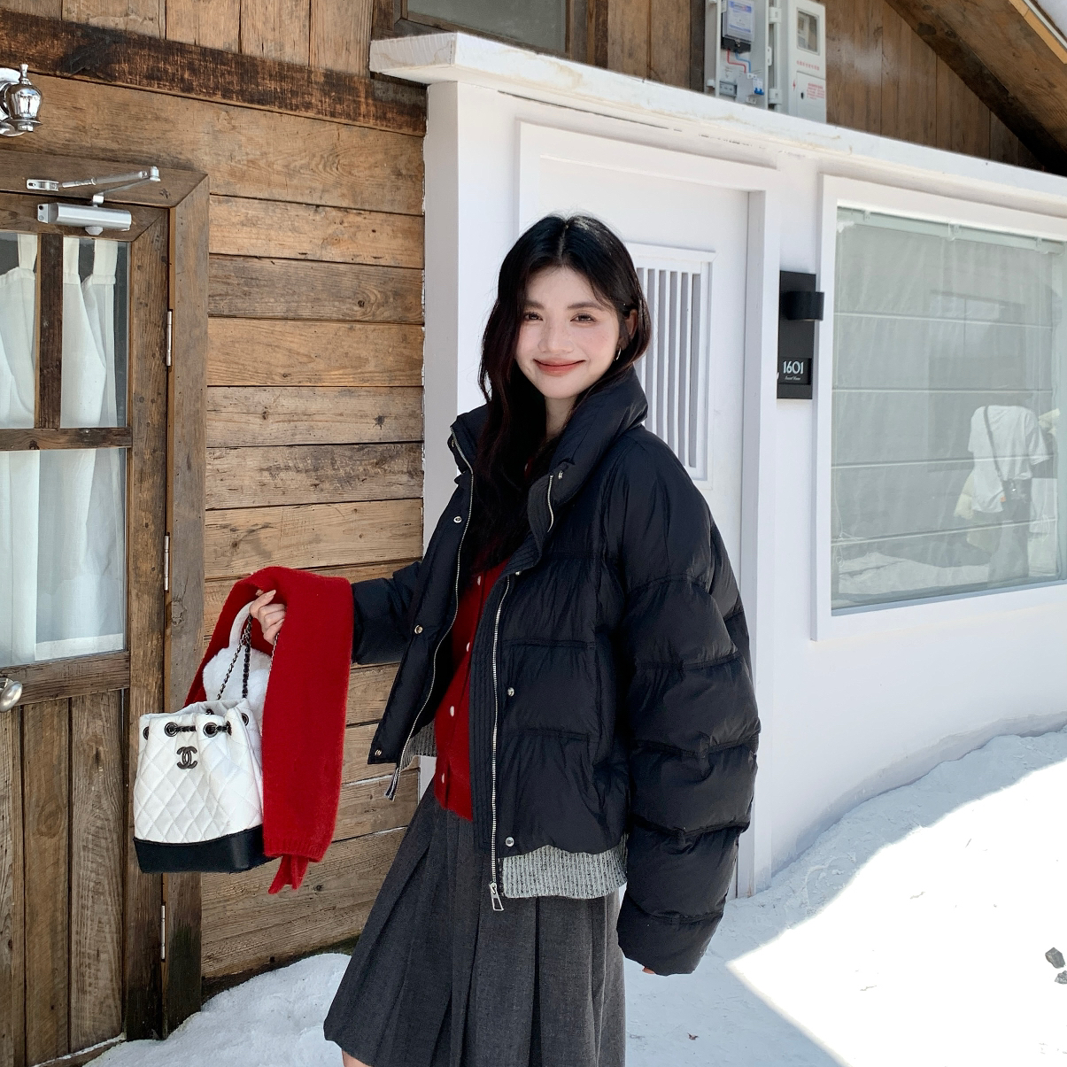 米米店左播家爆款简约立领短款绗缝保暖羽绒服外套25013