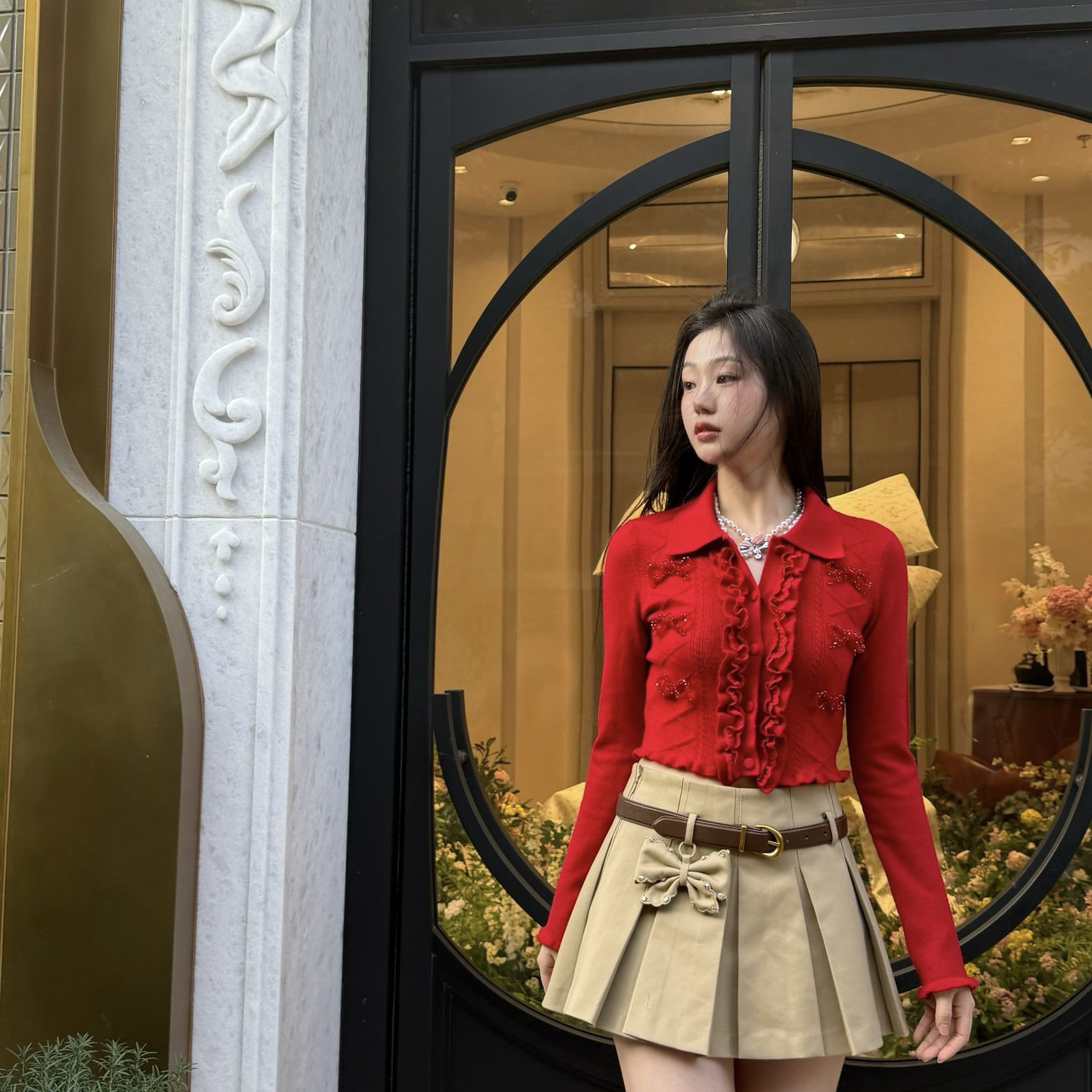 米米店运优雅气质蝴蝶结钉珠木耳边长袖针织开衫针织开衫Q15-07,女装/女士精品,毛针织衫,淘宝优惠券,粉丝福利购,淘宝优惠卷