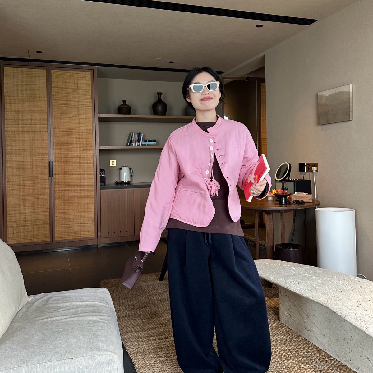 米米上新小众设计新中式立体手工花朵茧型云朵手感保暖棉服14905