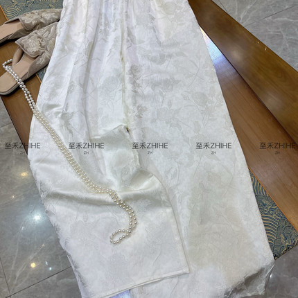 米米设计26年早春新中式提花直筒裤纪简风格休闲裤YS1-t343