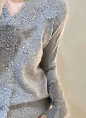 米米店设计设计气质女生显瘦软糯针织开衫（含100绵羊毛）S-6682