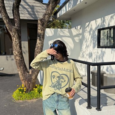 米米设计26年早春可爱萌系小狗图案春款长袖T恤A50093323XN-1