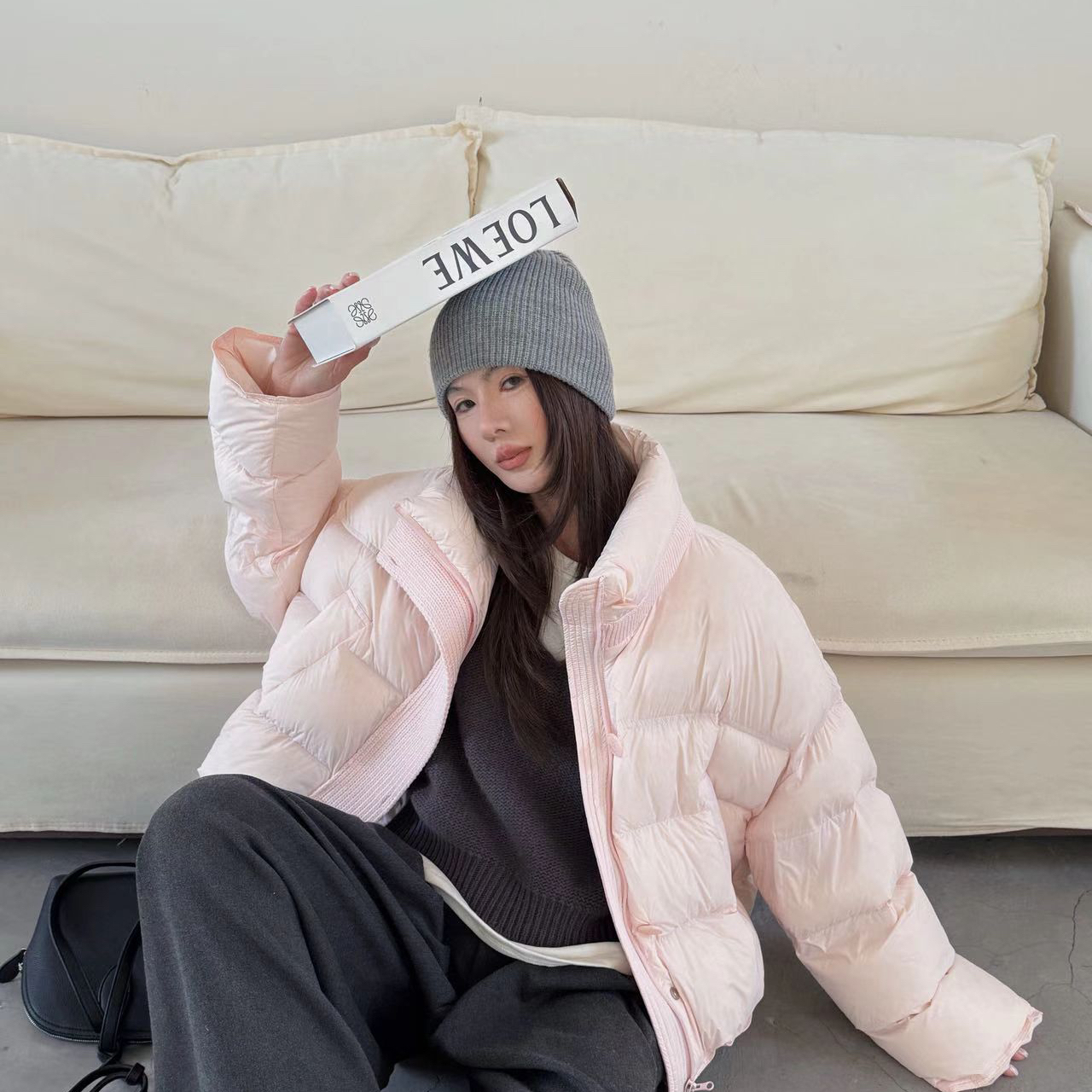 米米韩系立领短款百搭泡芙90白鸭绒羽绒服羽绒服(含90白鸭绒)c735