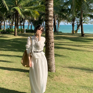 米米设计感荡领小衫+半身裙两件套装(配腰带)(上下套装)EN65008