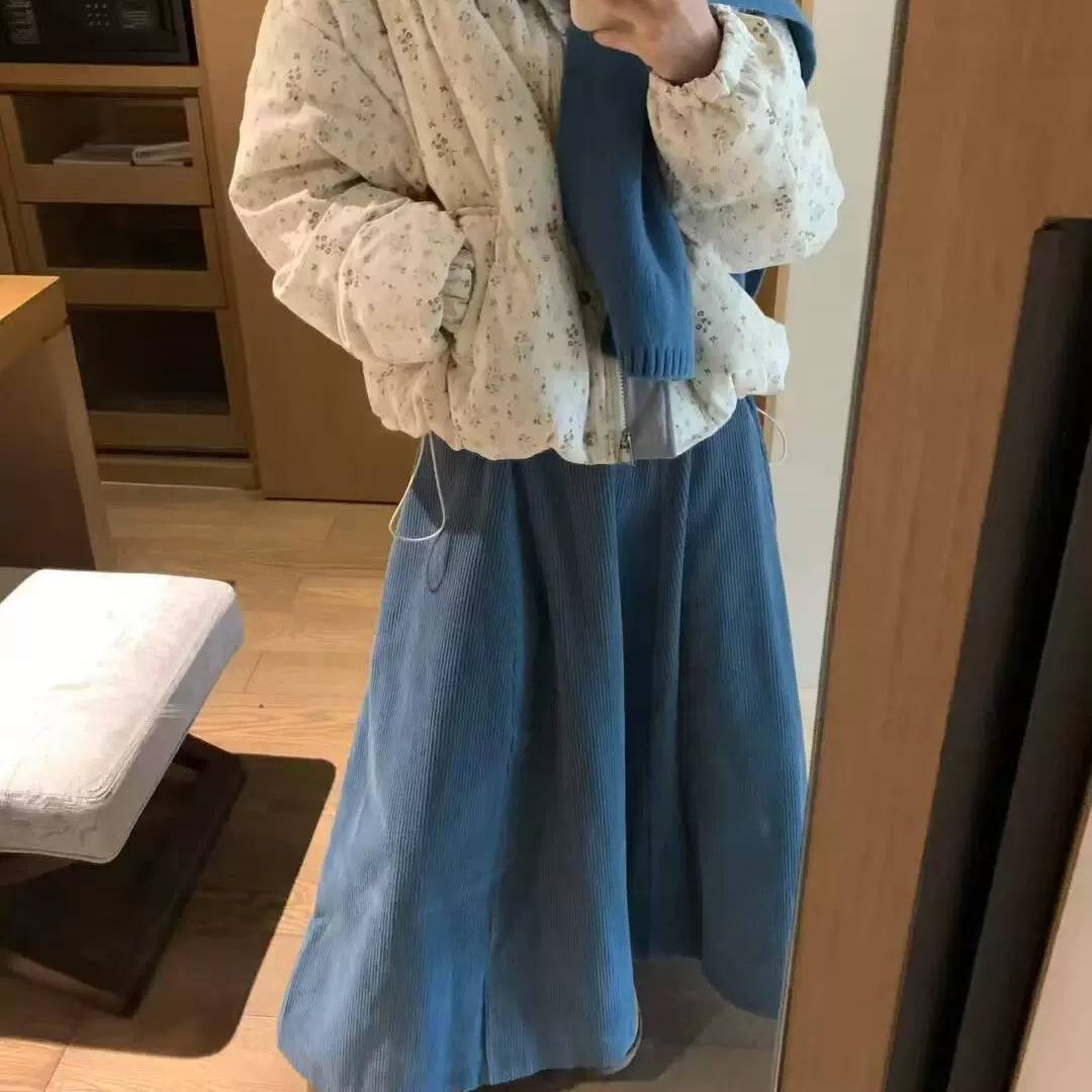 米米设计ViVi拼接立领款小花外套保暖羽绒服外套91838