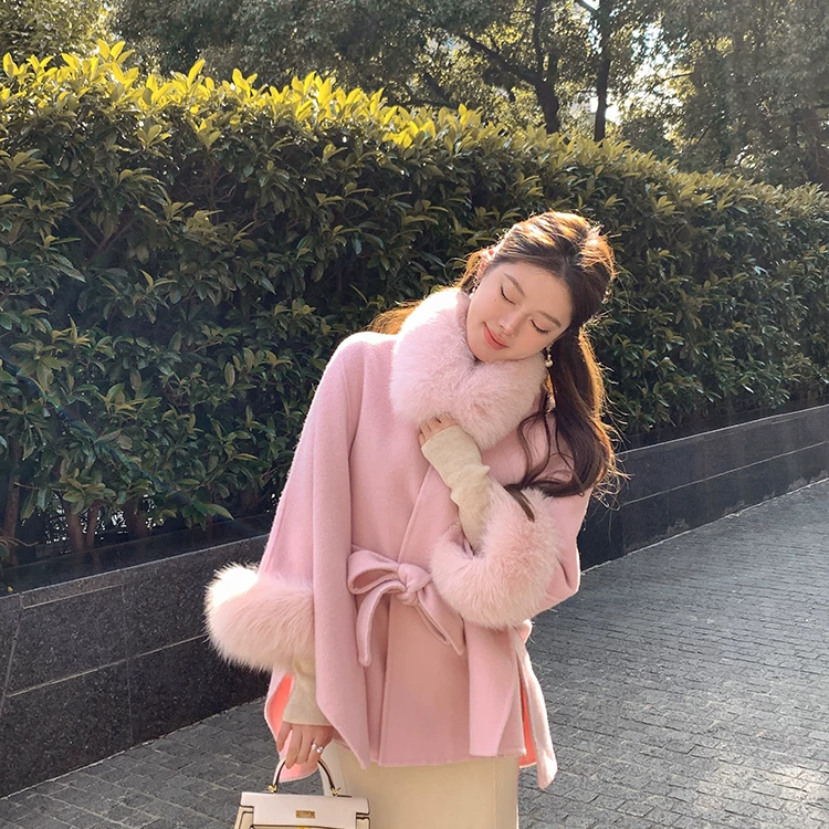 米米店羊毛外套(配可拆真狐狸毛领+袖毛+腰带)（含100澳毛）01-61