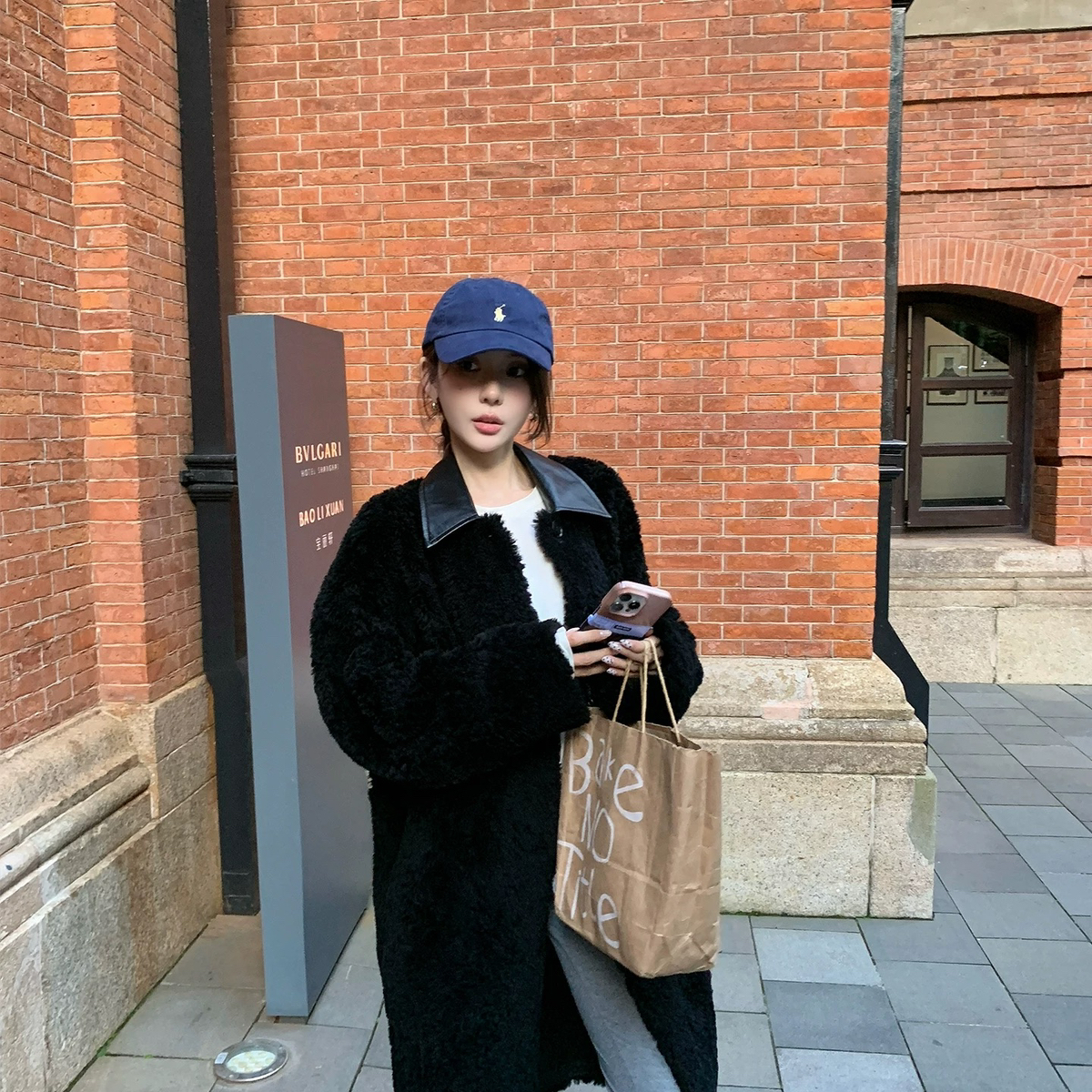 米米设计新冬季长款仿皮毛一体大衣宽松保暖加厚大衣MJ368099