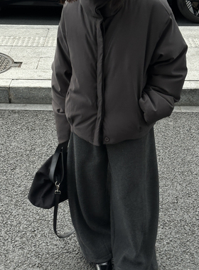 米米简约短款立领宽松绗缝保暖羽绒服外套51192