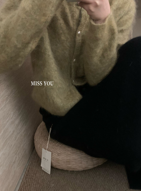 米米店上新时尚超幼马海拉毛慵懒风针织开衫（含72马海毛）79-02