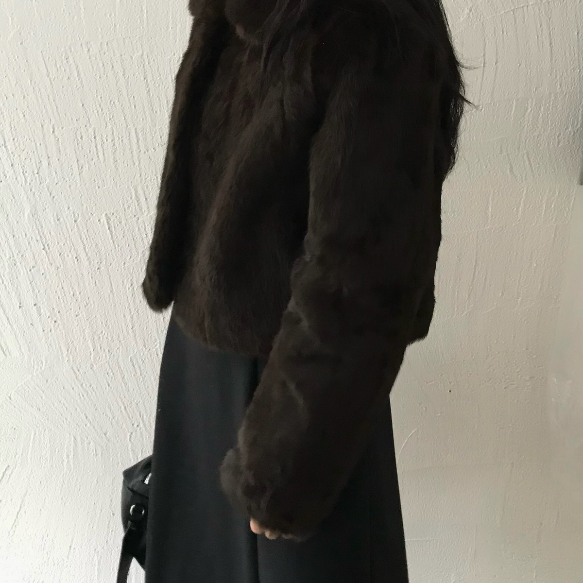 米米店兔毛短款大衣烫金工艺高级氛围感大衣(含100兔毛)W25C239B