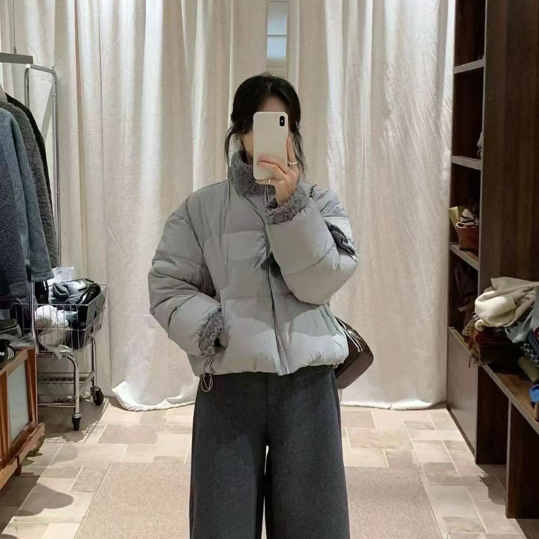 米米立领单排扣保暖百搭羽绒服(含50白鸭绒)3B63185