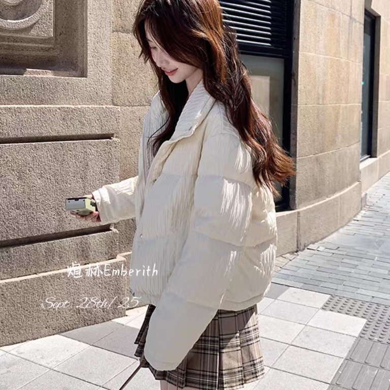 米米设计时尚简约百搭保暖小立领保暖羽绒服外套S1-1Y13577