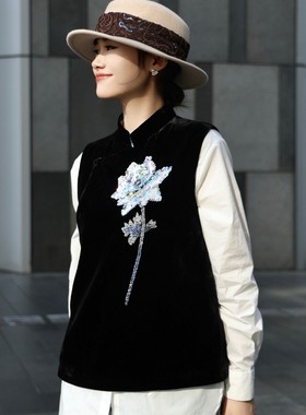 米米店定系列真丝丝绒经典马甲显瘦洋气优雅大方马甲YS528-G408