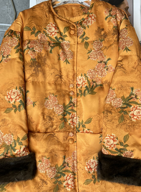 米米冬上新新中式国风复古唐装提花拜年保暖羽绒服外套38900