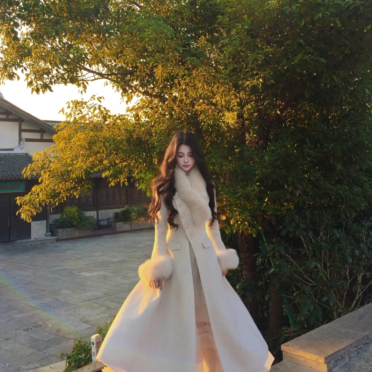 米米外套(配可拆卸狐狸领毛毛领)（含100澳毛）L-SJ7734