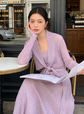 米米早春上新莱赛尔长袖交叉系结百搭针织上衣外搭防晒衫RZ034