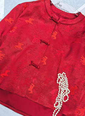 米米26年早春人丝丝棉红色福马国风外套短外套zl-65330