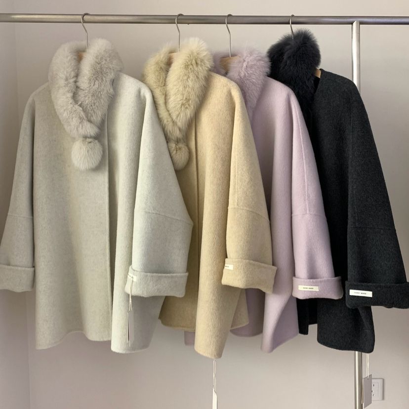 米米松廓形羊毛外套(配可拆仿狐狸毛毛领)（含100羊毛）814-25889