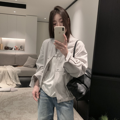 米米轻量防风夹克～韩系休闲拉链立领搭扣显瘦百搭短外套G179VNI-