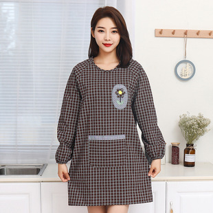 棉布长袖 做饭围裙家用厨房薄款 透气夏大人干活反穿罩衣女2022爆款