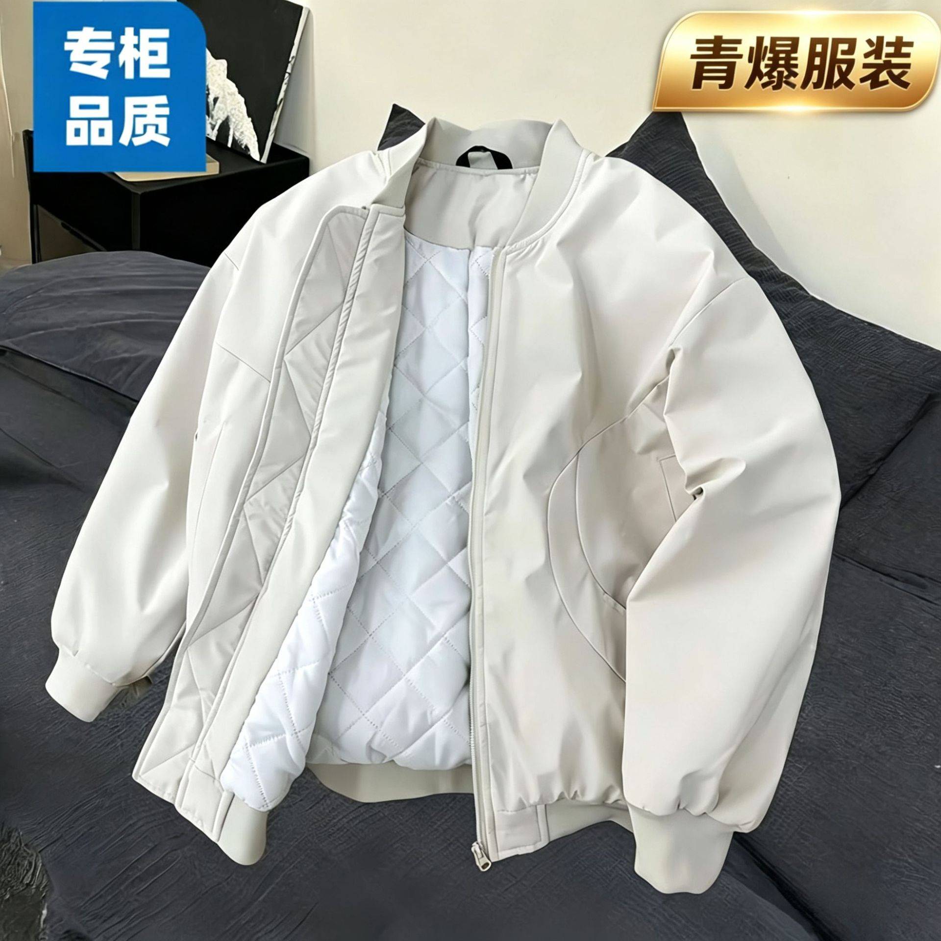 美式短款飞行夹克外套男款春秋冬加厚夹棉棉衣潮牌棉服棒球服
