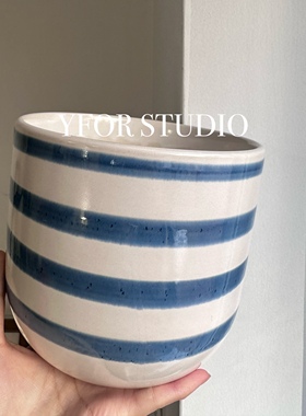 【YFOR】出口外贸釉面浮雕中古风大口径16cm蝴蝶兰绿植陶瓷花盆