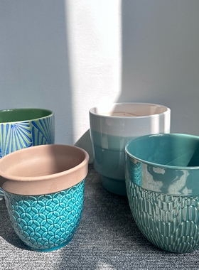 STUDIO北欧风绿色绿植盆栽客厅多肉蝴蝶兰球兰陶瓷花盆清仓特价