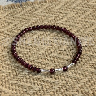 「沈仙娥」石榴石竹节红绳手链足银手绳水晶手串本命年节日礼物女