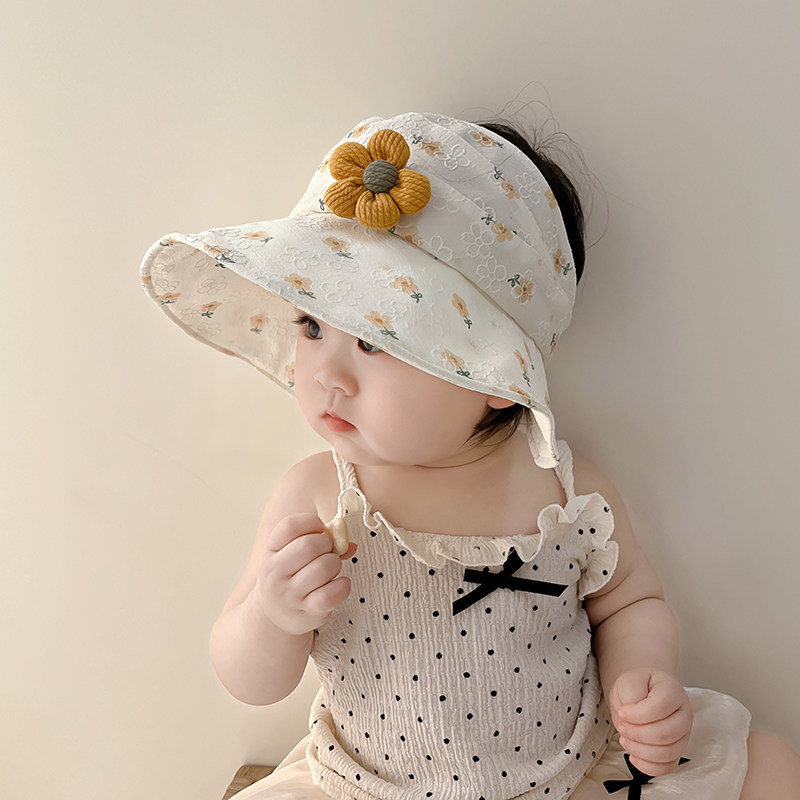 婴儿防晒帽子女童清新小花大帽檐