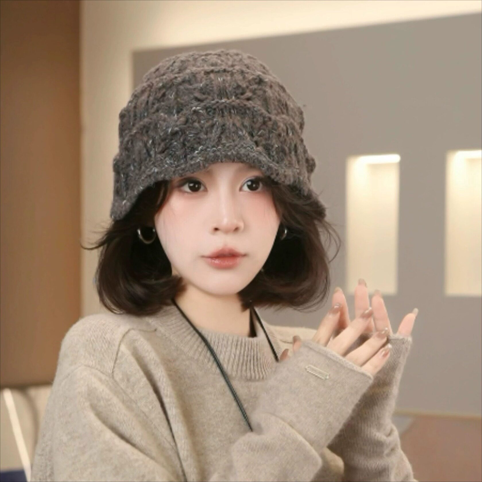 渔夫帽镂空花边女无品牌透气短檐