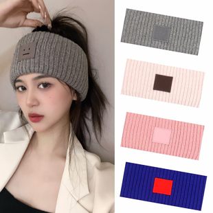 新款 羊毛笑脸发带帽子保暖针织运动头带男女街头潮宽边月子套头巾