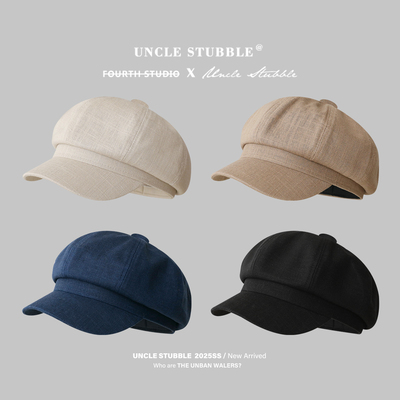 鸭舌帽夏季棉麻报童复古文艺八角