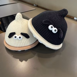 宝宝帽子韩版超萌奶嘴套头帽儿童秋冬保暖防风婴儿针织毛线帽冬潮