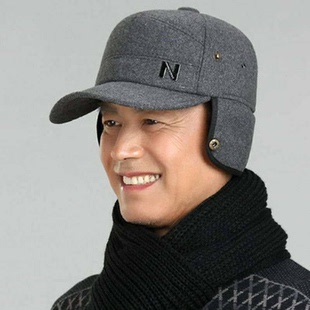 保暖帽子男冬天防寒防风加绒加厚冬季爸爸护耳棒球帽中老年鸭舌帽