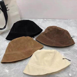 秋冬季大头围翻毛皮渔夫帽子女水桶帽前长后短素颜遮脸大号大码