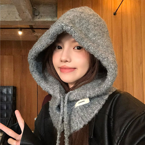 巴拉克毛线帽灰色秋冬法保暖无檐