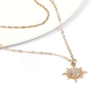 极速。Mothers Day gift Diamond SunflowerL multi-layer Neckl