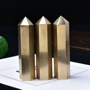 极速天然a黄铜矿六棱柱摆件原石打磨水晶柱愚人金能量石家居工艺