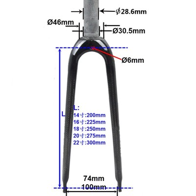极速碳纤维自行车451前叉20寸小轮车折叠单车无避T震硬叉碟刹碳叉