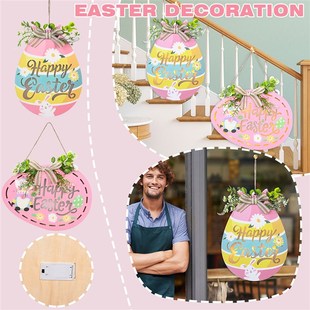 极速Diy Easter Egg Wood Slices Easter HangibngW Pendant