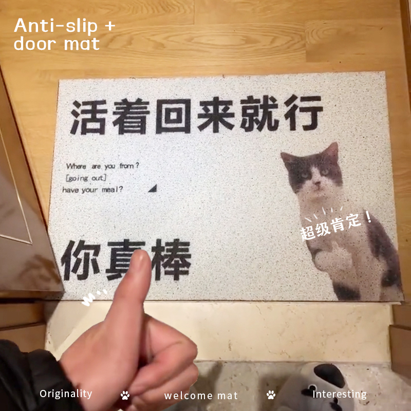 极速外卖悲伤狗地垫快递外卖放门口地毯活着回来就行Y丝圈入户门