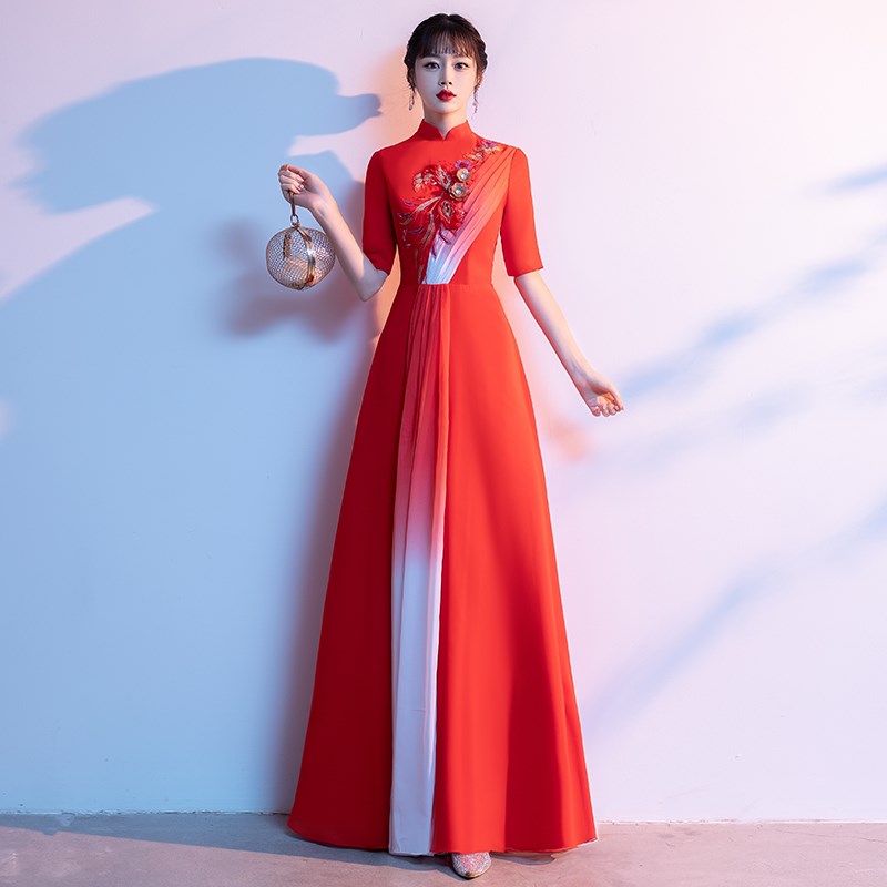 中国风学生红歌大合唱演出服女主持E人指挥礼服合唱团舞台表演服